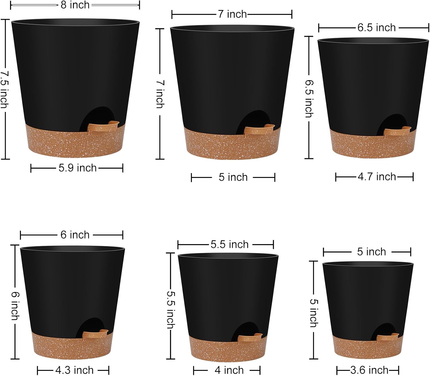 YNNICO Self-Watering Planters (Set of 6) - product photo
